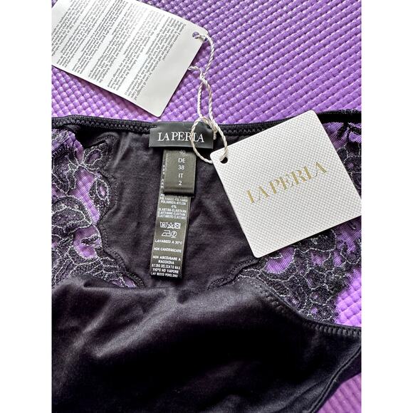 $205 La Perla Briefs Black Lace Embroidered Panties SZ US S New Cotton Underwear - Picture 5 of 6